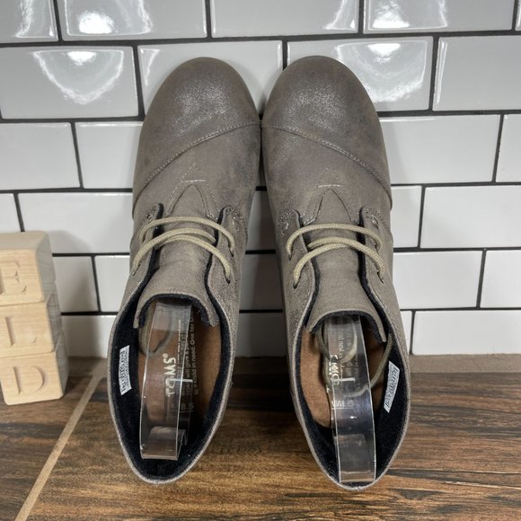 Toms Desert Wedge Women's Size 8.5 Shoes Metallic Lace Up Comfort Ankle Boot - Picture 6 of 13